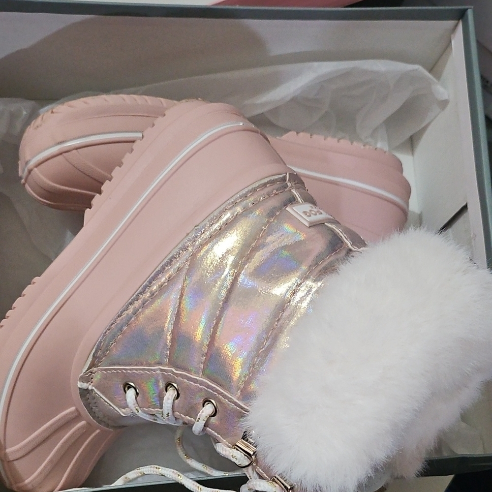 London Fog Little Girls Bridger Cold Weather Lace up Boots - Rose Gold - Picture 2 of 9